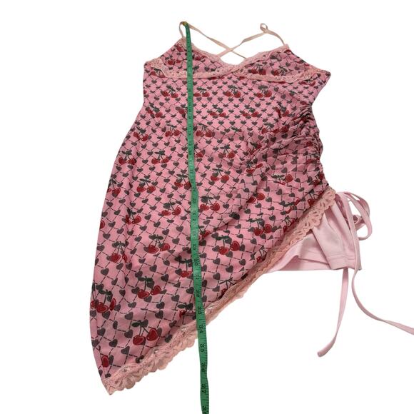 CIDER Cherry Heart Mini Dress Sz XL Women Barbiecore Lace Strappy Date Festival - Picture 8 of 8